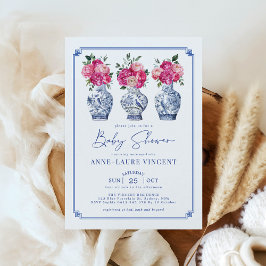 Invitación Chinoiserie Ginger Jars Pink Peonies Baby Shower