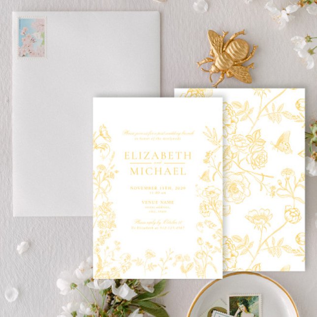 Invitación Chinoiserie Gold Victorian Post Boda Brunch (Subido por el creador)