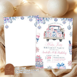 Invitación Chinoiserie Holly Jolly Fiesta de cumpleaños para