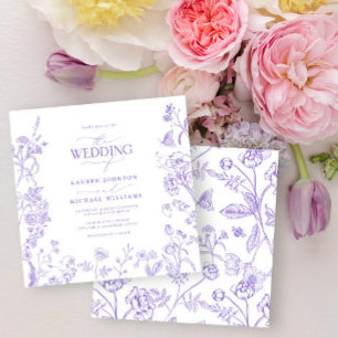 Invitación Chinoiserie Lavender Victorian Boda Floral