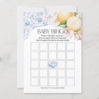 Chinoiserie Lemon Tea Fiesta Baby Bingo Shower Gam