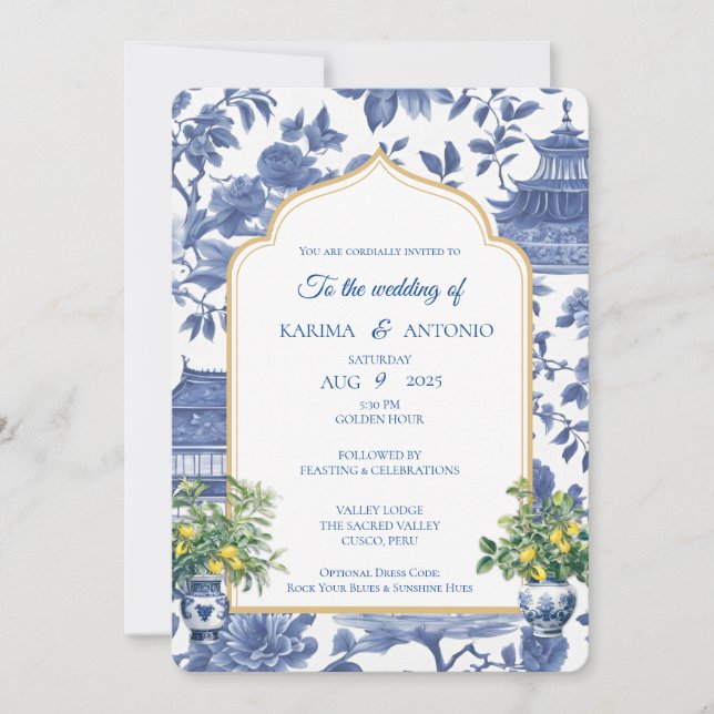 Invitación Chinoiserie moda-boutique Limoncello Infusión (Anverso)