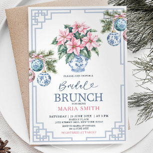 Invitación Chinoiserie Navidades Florales Rosa Brunch Bridal