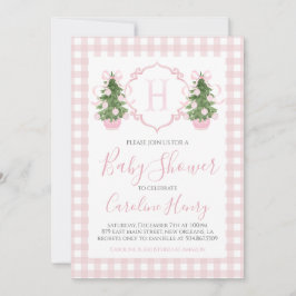 Invitación Chinoiserie Navidades Pink Preppy Baby Shower
