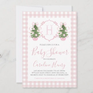 Invitación Chinoiserie Navidades Pink Preppy Baby Shower