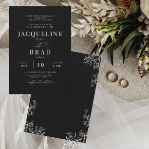 Invitación Chinoiserie Negro Elegante Ambos Padres Boda II