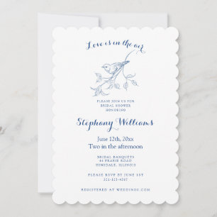 Invitación Chinoiserie Pájaro Azul Toile Fiesta de Despedida