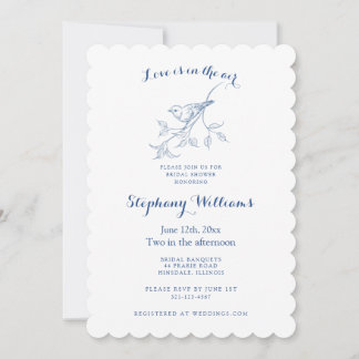 Invitación Chinoiserie Pájaro Azul Toile Fiesta de Despedida 