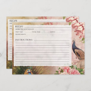 Invitación Chinoiserie Peacock Rubor Peony Bridal Recipe Tarj
