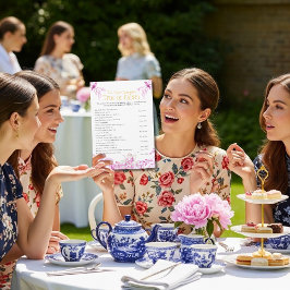 Invitación Chinoiserie Pink Tea Etiquette Bridal shower game 