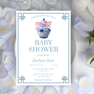 Invitación Chinoiserie Preppy Ginger Jar Baby Shower Asiático