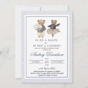 Invitación Chinoiserie Preppy Ralph Polo Bear Revelación de G