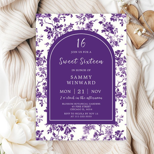 Invitación Chinoiserie Purple Antique Sweet 16 (Subido por el creador)