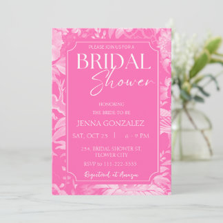 Invitación Chinoiserie rosa caliente Floral Peony Bridal Show