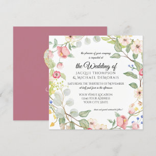 Invitación Chinoiserie Rosa color agua rosa Berry Floral