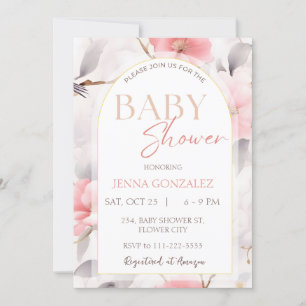 Invitación Chinoiserie Rubor Chica Floral Baby Shower