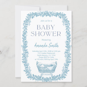 Invitación Chinoiserie rústica Toile de Jouy baby shower