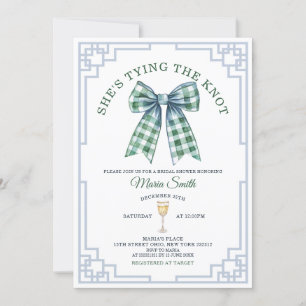 Invitación Chinoiserie Shes Tying Tying Knot Bow Bridal Showe