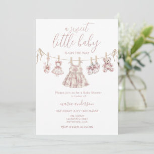 Invitación Chinoiserie Toile Chica ropa para bebé Baby Shower
