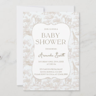 Invitación Chinoiserie Toile de Jouy baby shower en español
