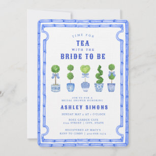 Invitación Chinoiserie Topiary Bridal Shower   Fiesta del té