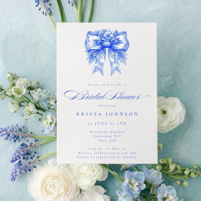 Invitación Chinoiserie victoriana Bow Blue Bridal Shower (Subido por el creador)