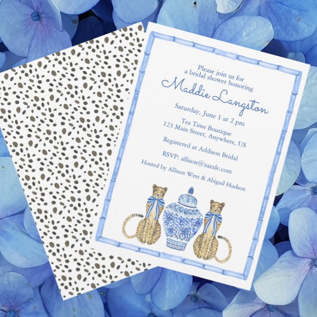 Invitación Chinoiserie Watercolor Cheetah Ginger Jar (Subido por el creador)