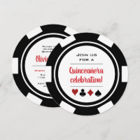 Chip Black White Poker Quinceañera estilo Las Vega