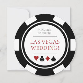 Invitación Chip de póker Boda de Las Vegas Blanco negro