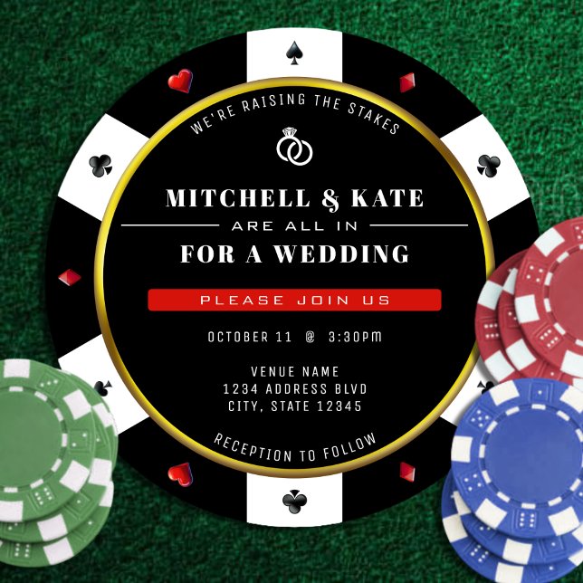 Invitación Chip de póquer todo en un Boda (Poker Chip All In One Wedding Invitation
)