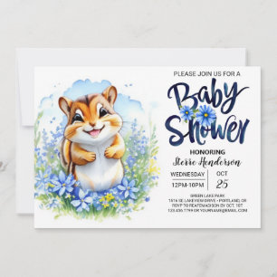 Invitación Chipmunk Blue Boy Baby Shower