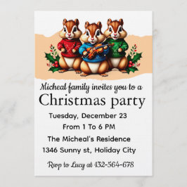 Invitación Chipmunks Christmas Party Invitation