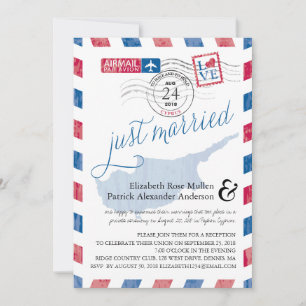 Invitación Chipre Antiguo Correo Aéreo Recién Casados Recepci