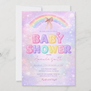 Invitación Chispa Brillo arcoíris baby shower con Lazo