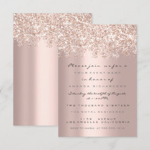 Invitación Chispa Brillo Arena Rosa Dorado  Bridal Dulces 16