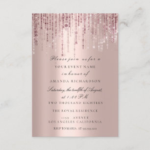 Invitación Chispa Brillo Gotas Rosa Marsala Despedida de Solt