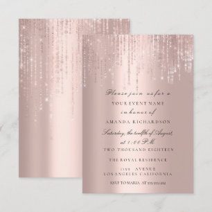 Invitación Chispa Brillo Goteo Rosa Boda  Ducha Nupcial