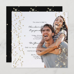 Invitación Chispa de compromiso de cumpleaños Foto Confetti C