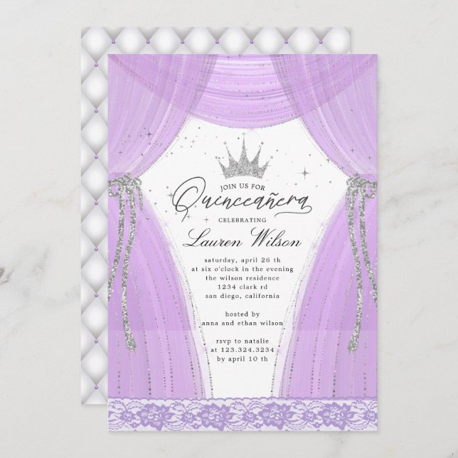 Invitación chispa de princesa de lujo Quinceanera (Anverso / Reverso)
