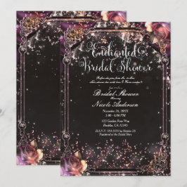 Invitación Chispa Oscura Brillo Glam Luz Despedida de Soltera