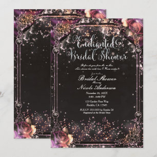 Invitación Chispa Oscura Brillo Glam Luz Despedida de Soltera