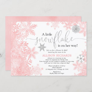 Invitación Chispa rosa de nieve plata Shower by Mail baby sho