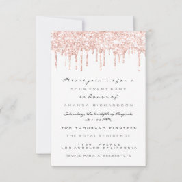Invitación Chispas Brillo Gotas Rosa Blanco Bodas Dulces 16