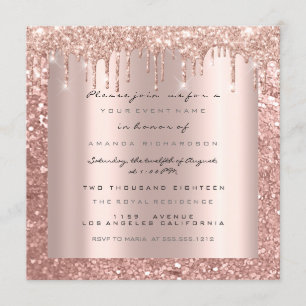 Invitación Chispas Brillo Gotas Rosa Brillo Bridal Dulces 16