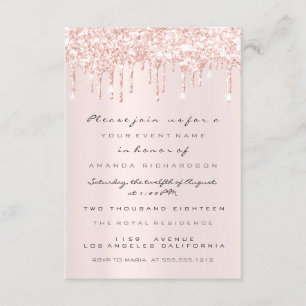 Invitación Chispas Brillo Gotas Rosa de Novia Dulces 16