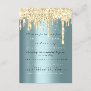 Invitación Chispas Brillo Gotea Boda Dorado Turquesa Dulce 16