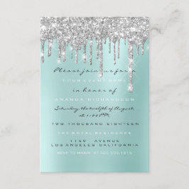 Invitación Chispas Brillo Gotea Plata Acuática Bodas Dulces