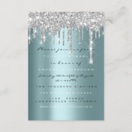 Invitación Chispas Brillo Gotea Plata Azul Teal Novia Dulces