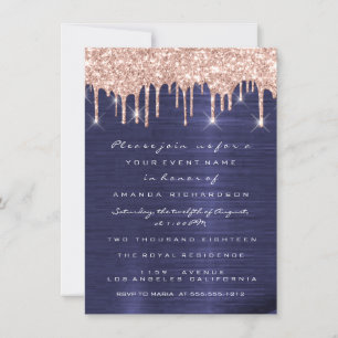 Invitación Chispas Brillo Gotea Rosa Azul Marino Nupcial 16