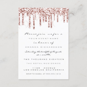 Invitación Chispas Brillo Gotea Rosa Blanco Bridal Dulces 16